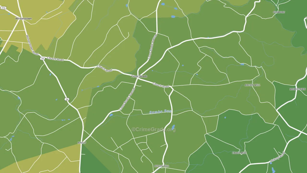 Cross Roads, PA Map of Burglary Rates