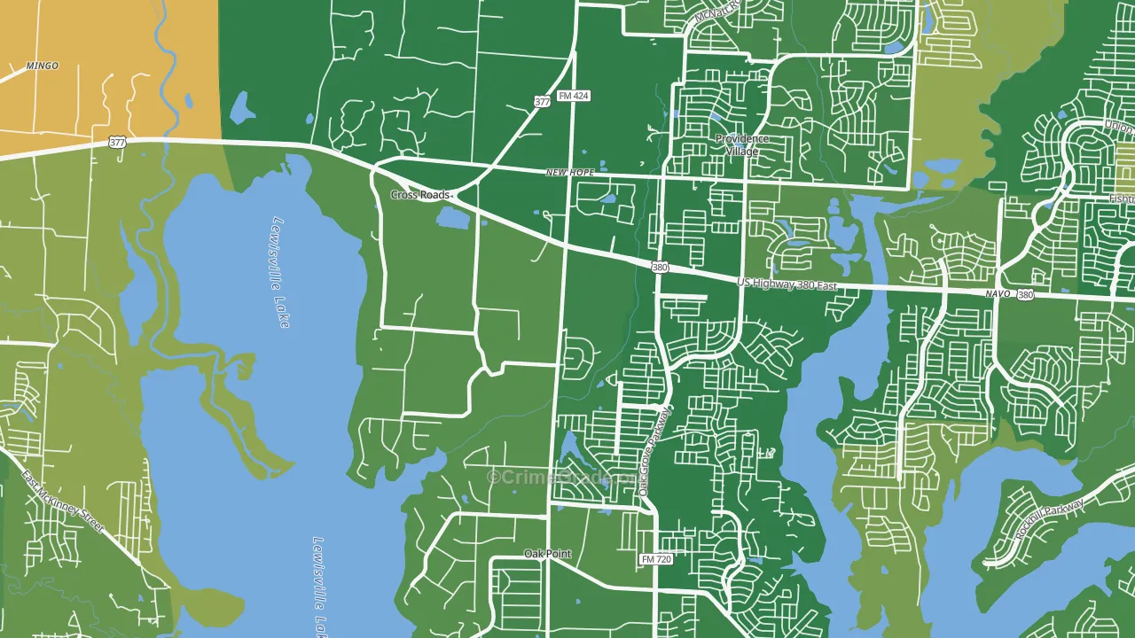 Cross Roads, TX Map of Burglary Rates