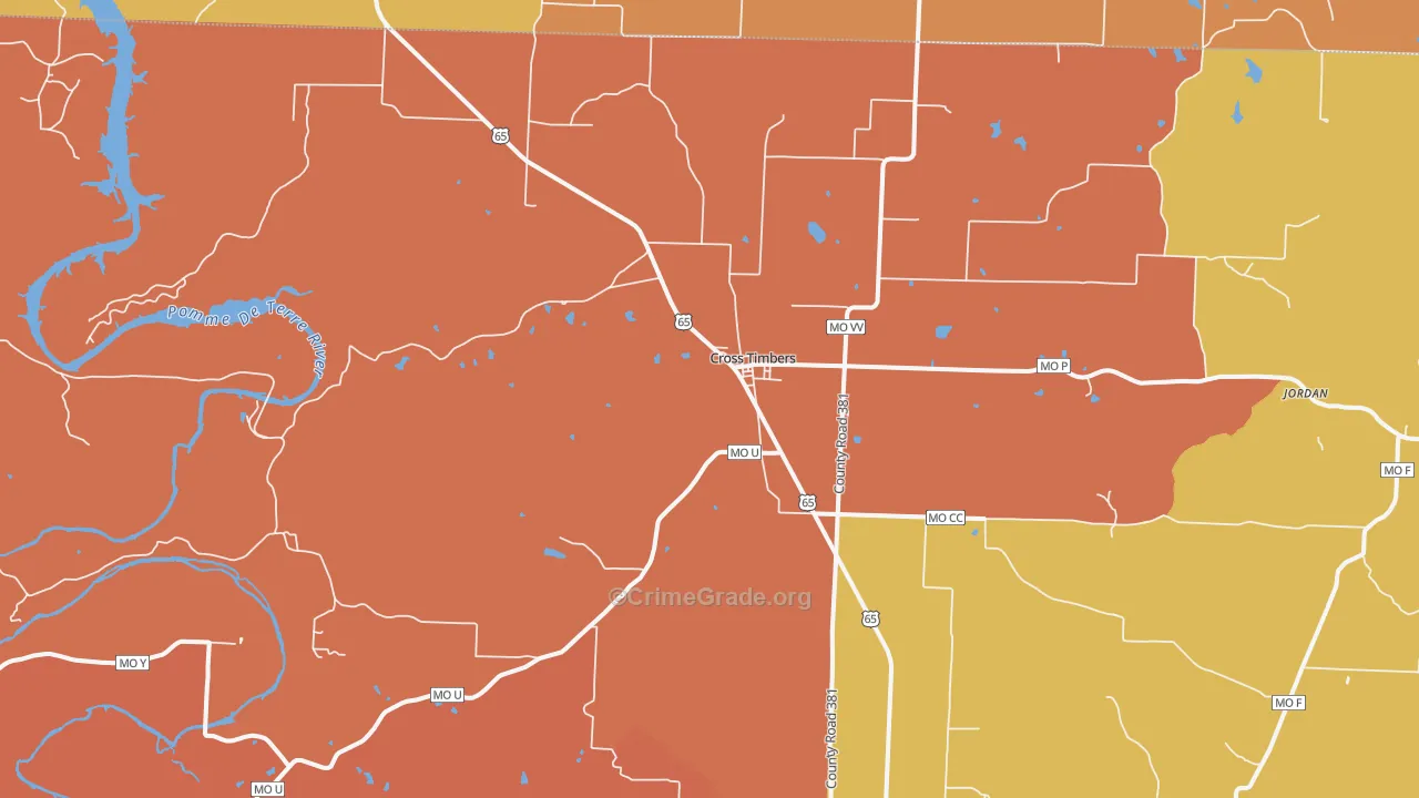 Cross Timbers, MO Map of Burglary Rates