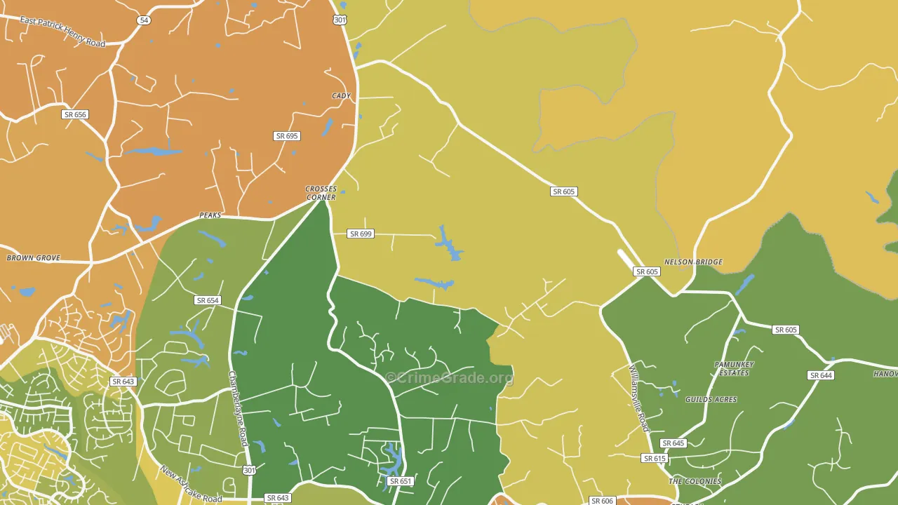 Crosses Corner, VA Map of Burglary Rates
