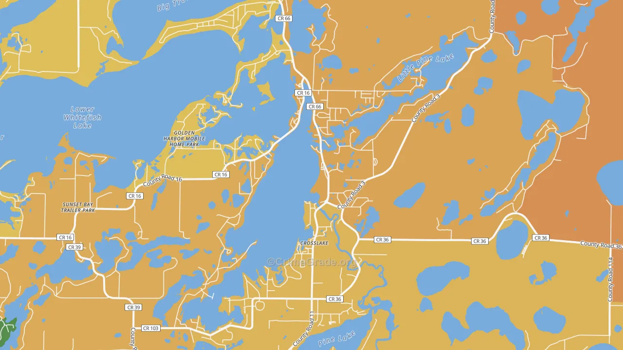 Crosslake, MN Map of Burglary Rates