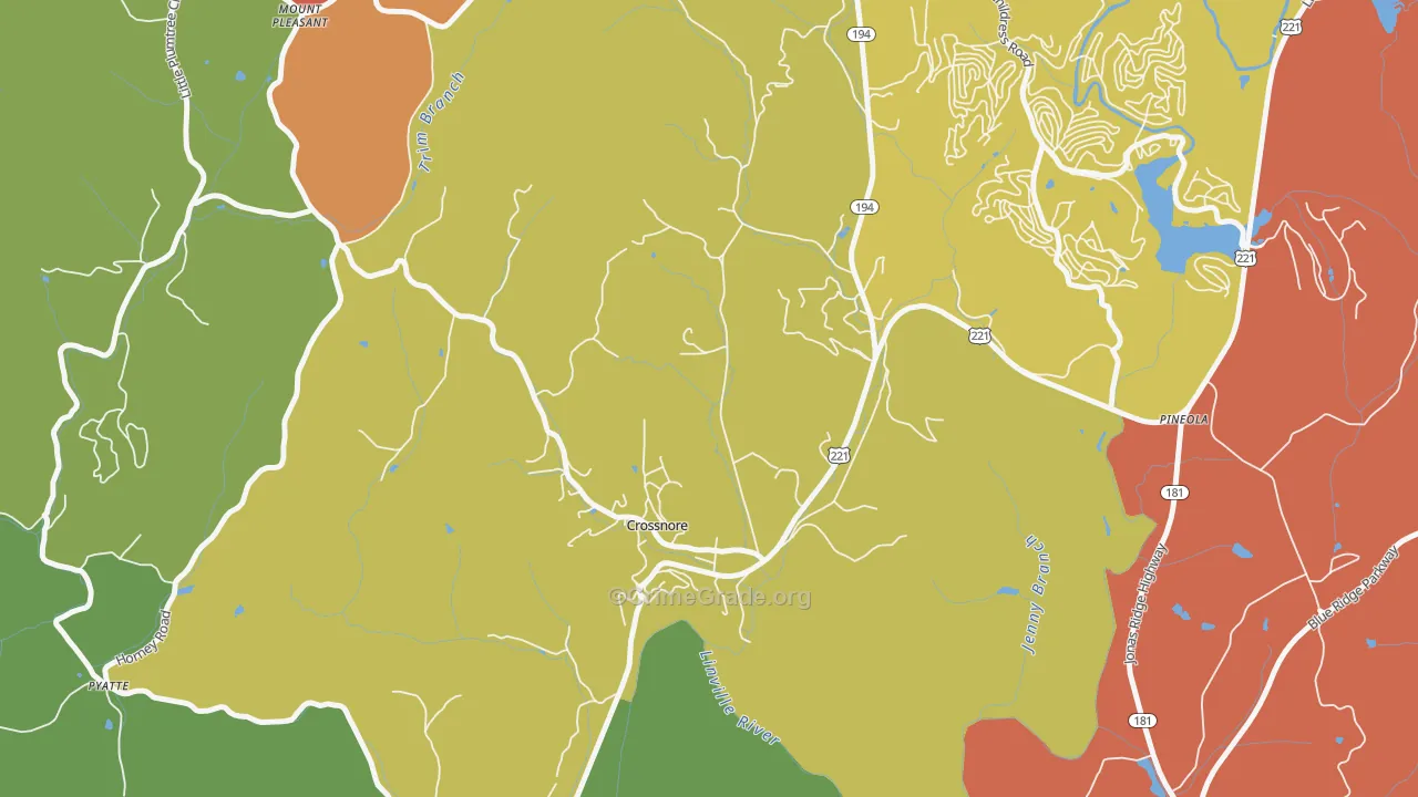 Crossnore, NC Map of Burglary Rates