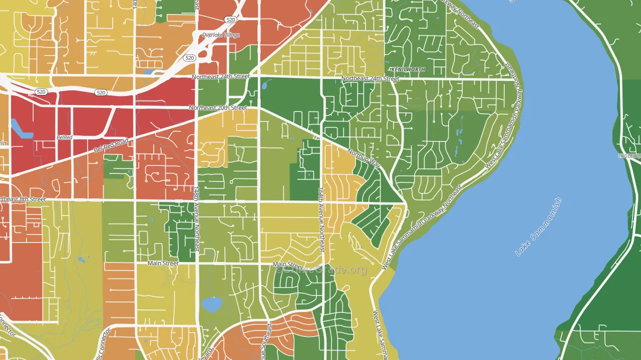 Crossroads, Bellevue, WA Map of Burglary Rates