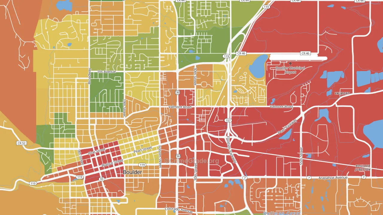 Crossroads, Boulder, CO Map of Burglary Rates