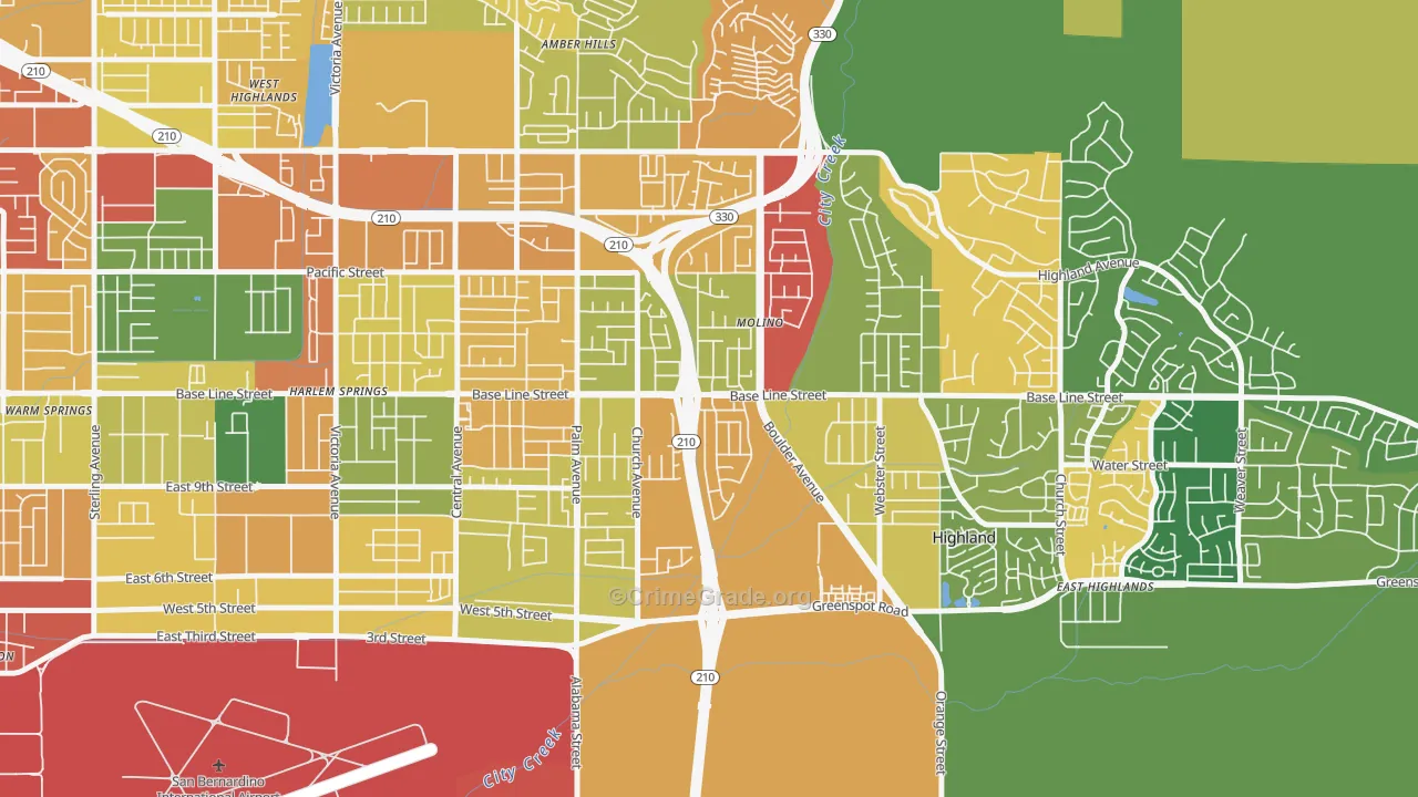 Crossroads, Highland, CA Map of Burglary Rates