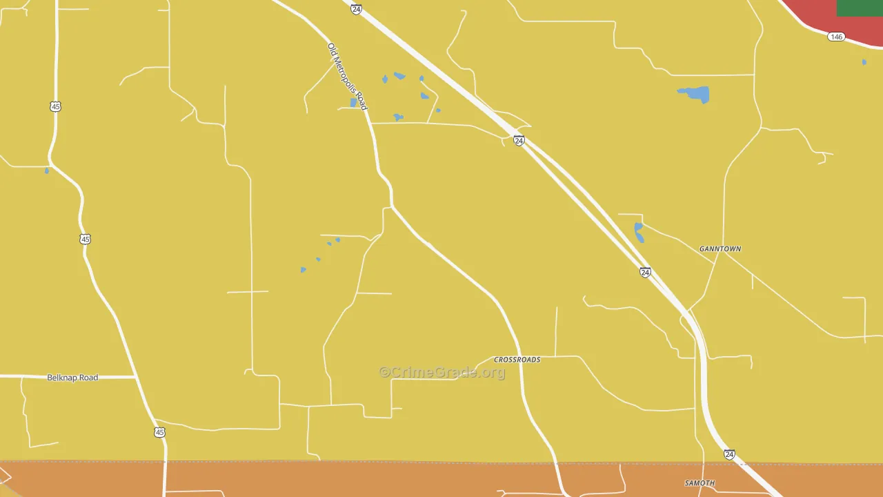 Crossroads, IL Map of Burglary Rates
