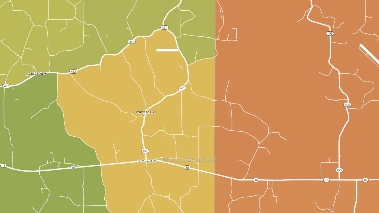 Crossroads, MS Map of Burglary Rates