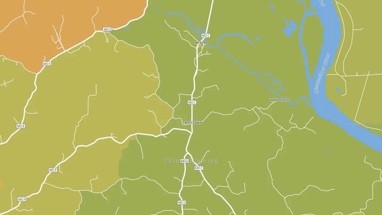 Crosstown, MO Map of Burglary Rates