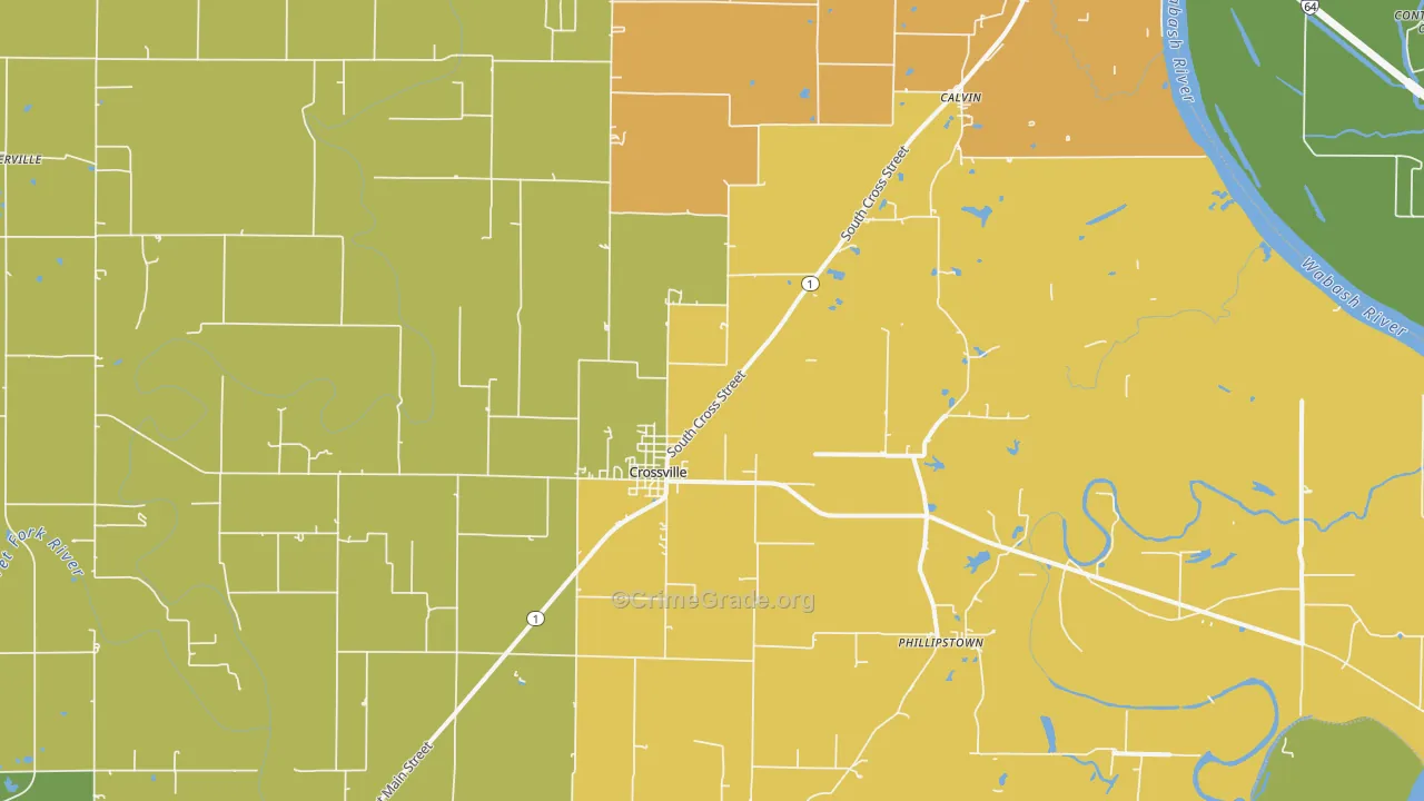 Crossville, IL Map of Burglary Rates