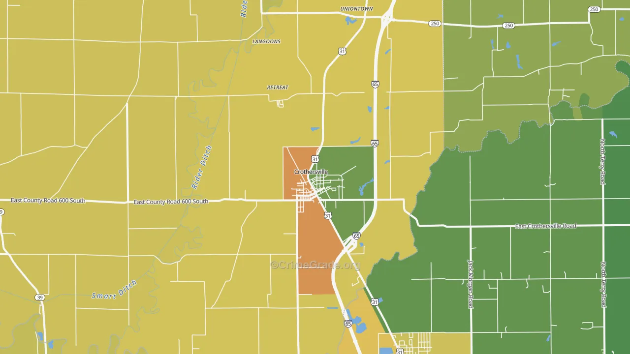 Crothersville, IN Map of Burglary Rates