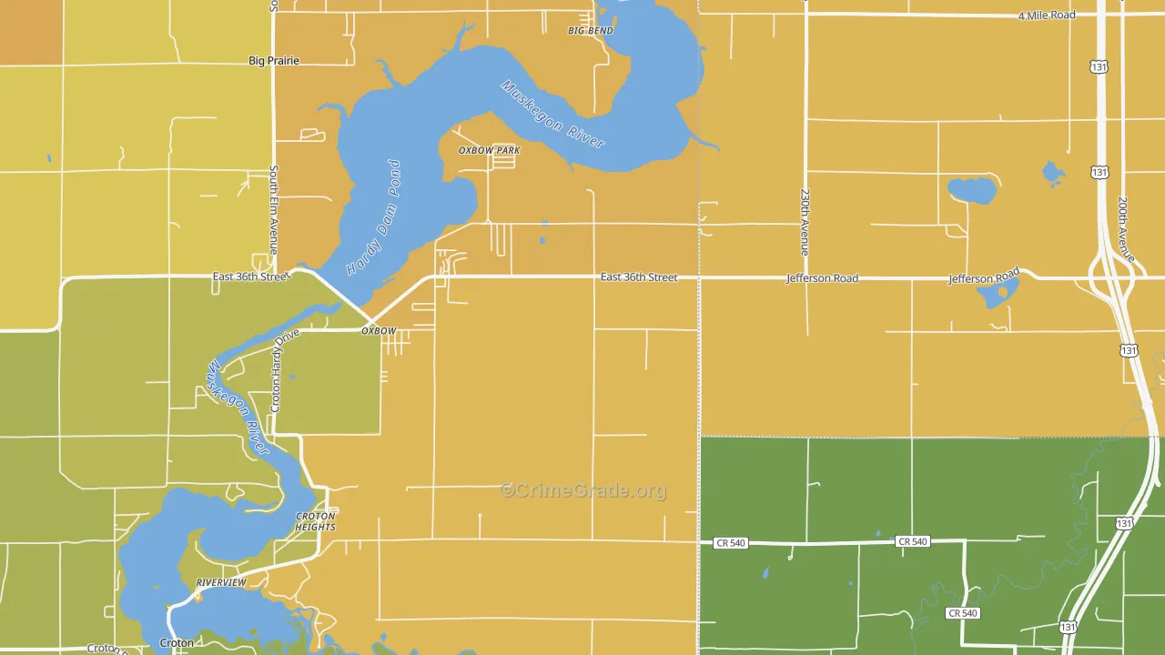 Croton Heights, MI Map of Burglary Rates