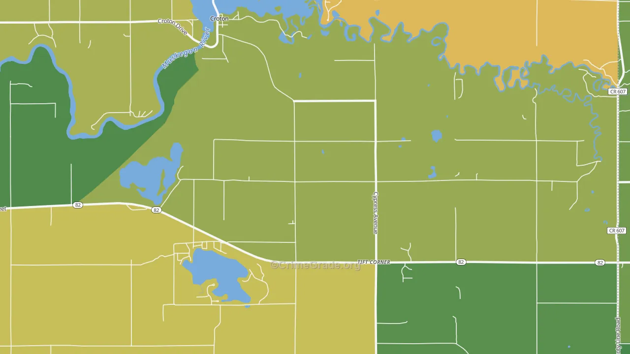Croton, MI Map of Burglary Rates