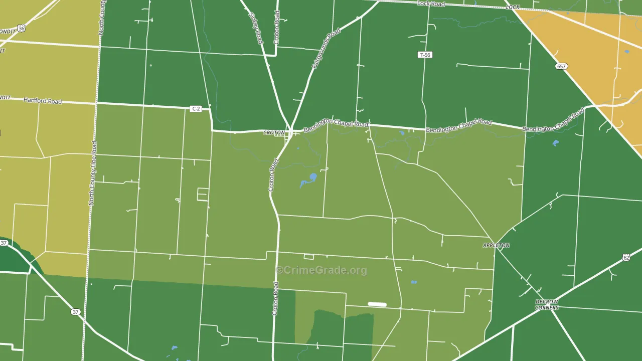 Croton, OH Map of Burglary Rates
