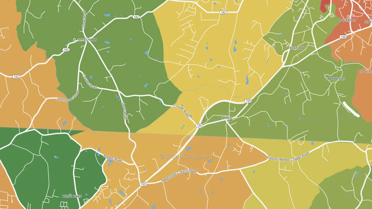 Crouse, NC Map of Burglary Rates