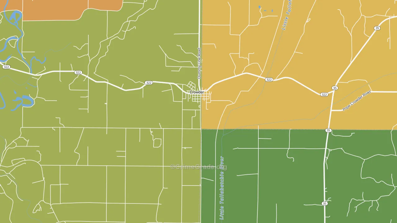 Crowder, MS Map of Burglary Rates
