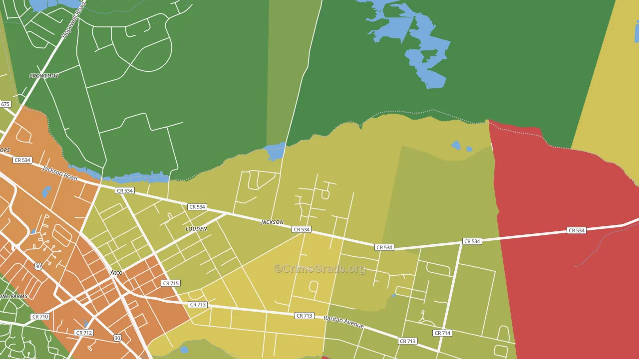 Crowfoot, NJ Map of Burglary Rates
