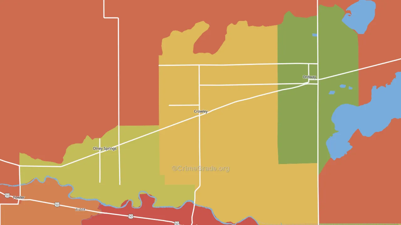 Crowley County, CO Map of Burglary Rates