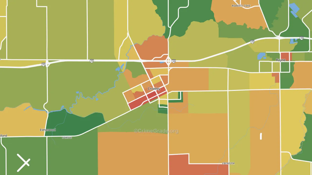 Crowley, LA Map of Burglary Rates