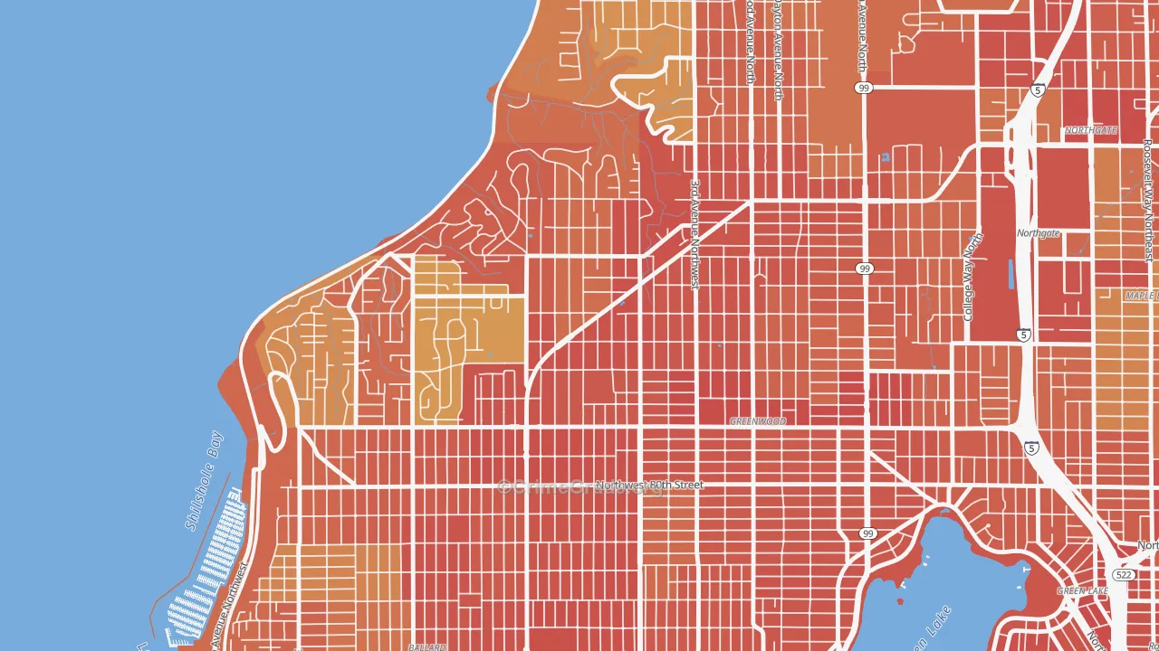 Crown Hill, Seattle, WA Map of Burglary Rates