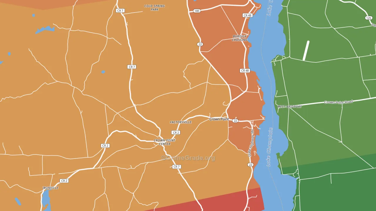 Crown Point, NY Map of Burglary Rates
