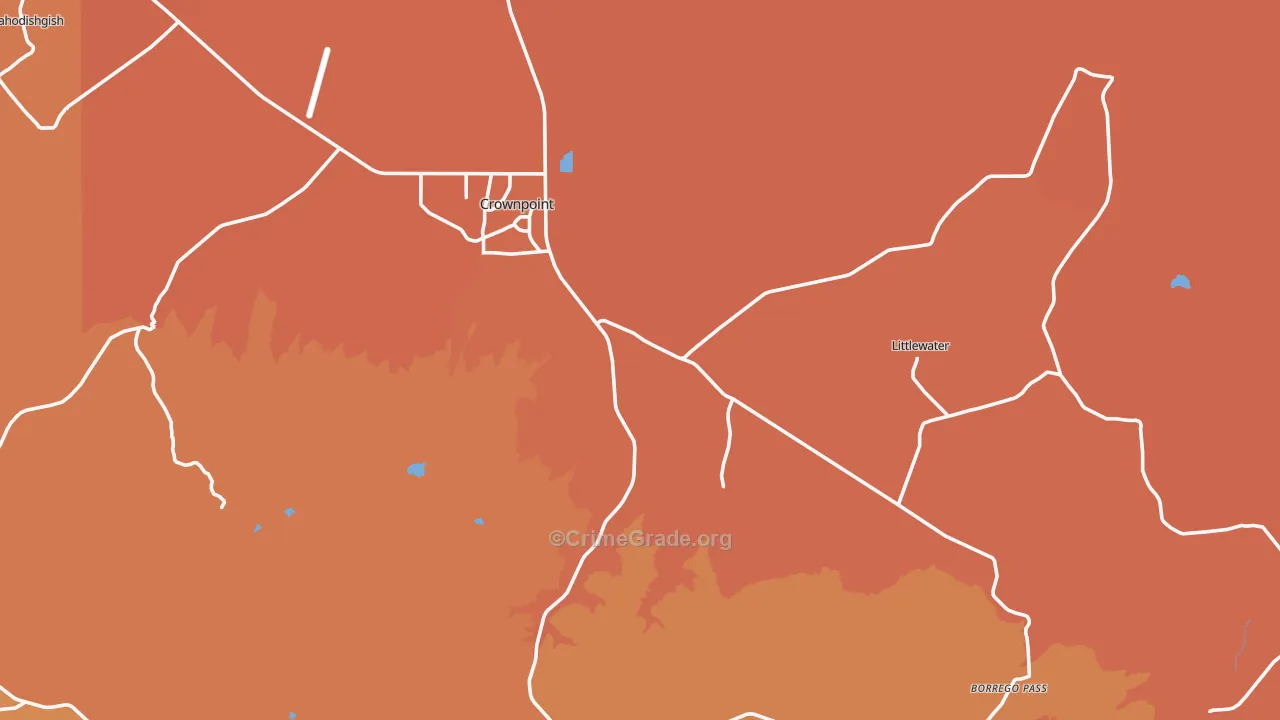 Crownpoint, NM Map of Burglary Rates