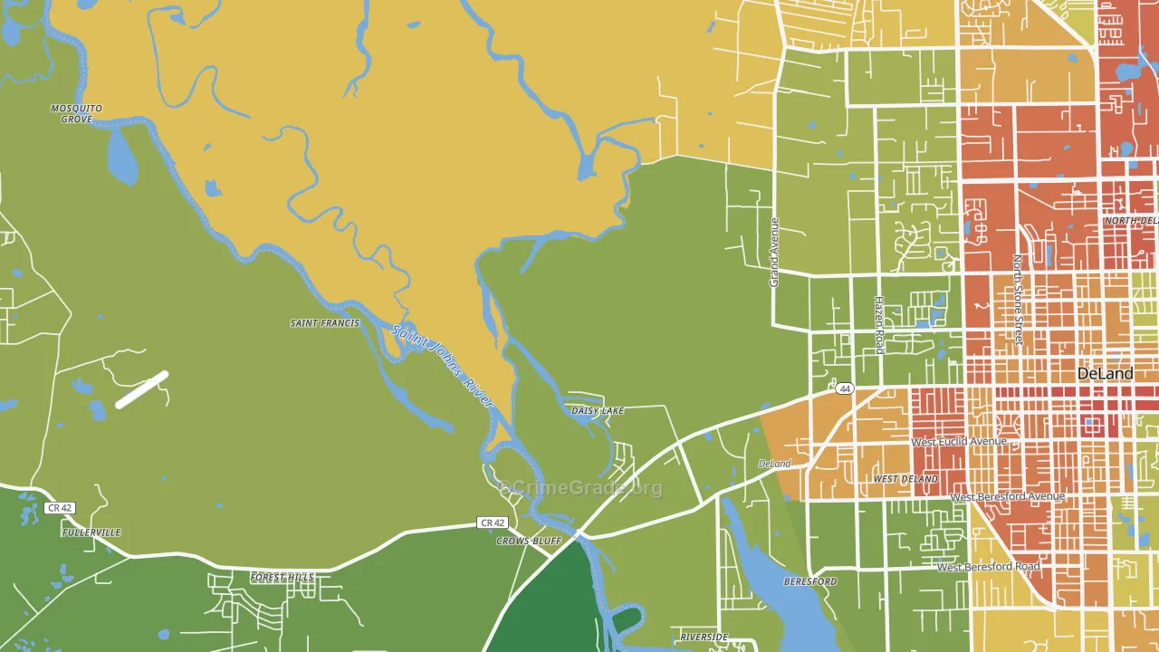 Crows Bluff, FL Map of Burglary Rates