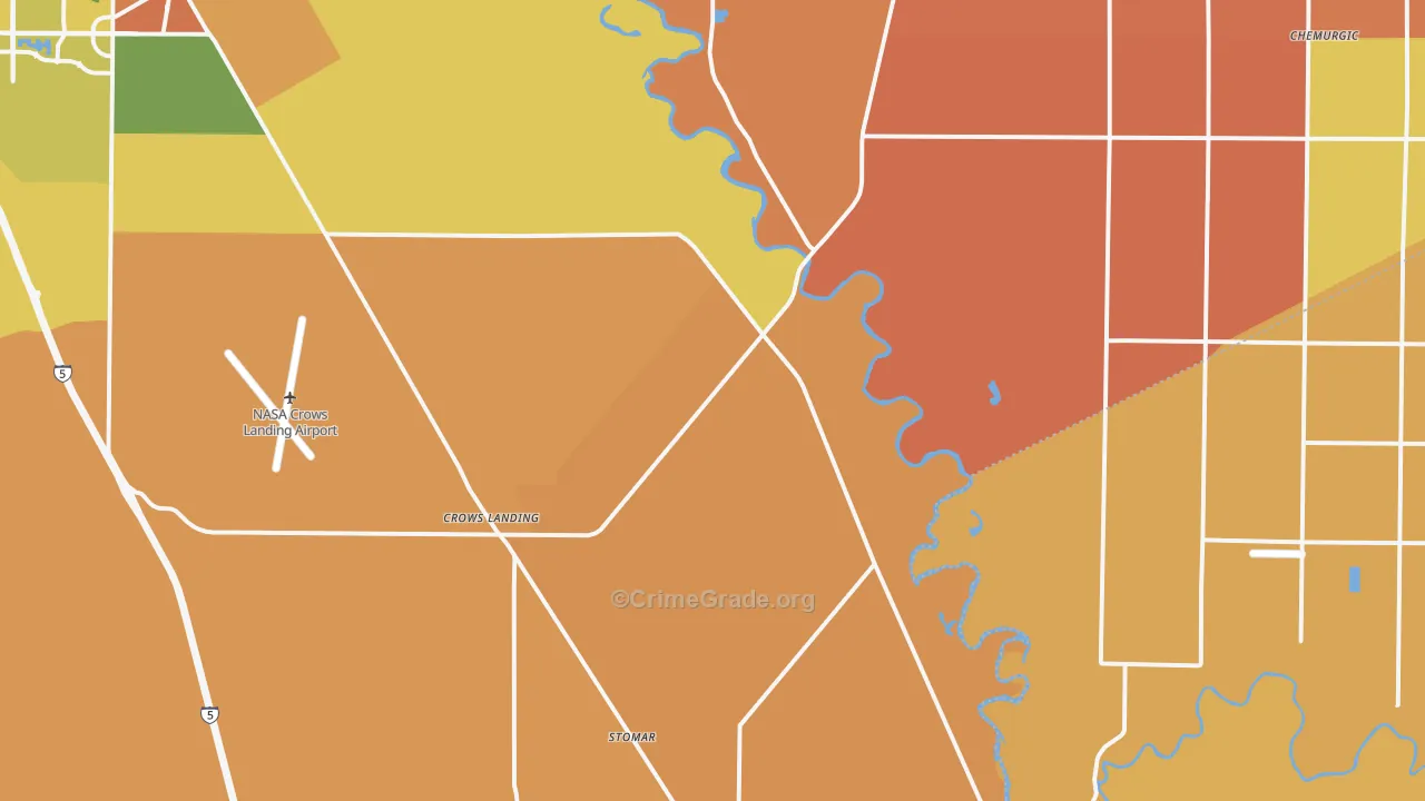 Crows Landing, CA Map of Burglary Rates
