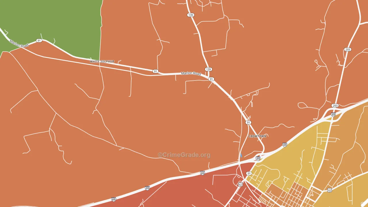 Crowtown, KY Map of Burglary Rates