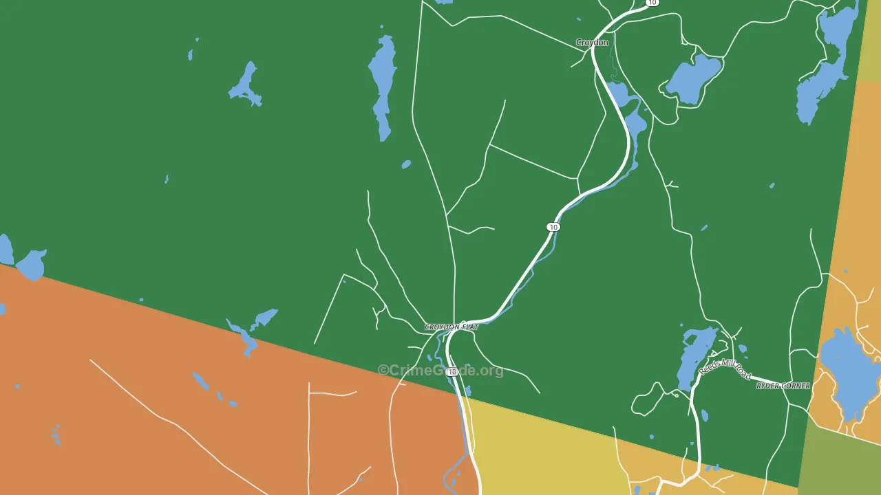 Croydon Flat, NH Map of Burglary Rates
