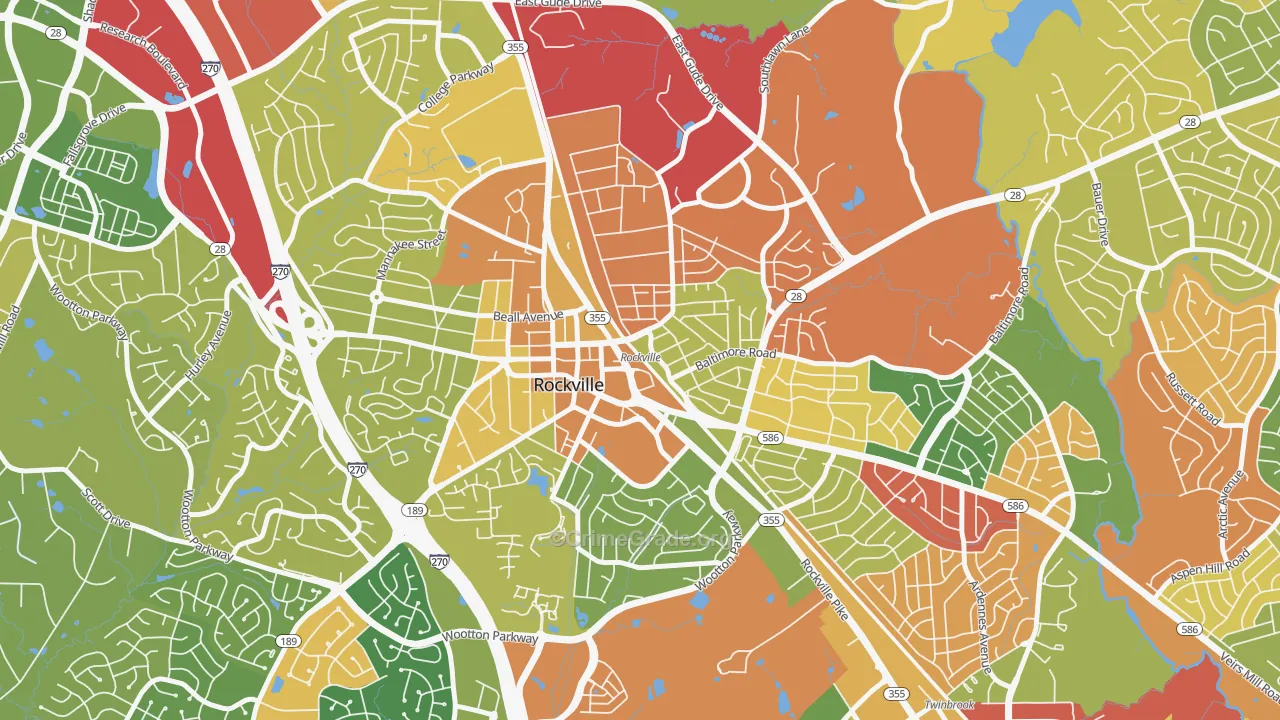 Croydon Park, Rockville, MD Map of Burglary Rates