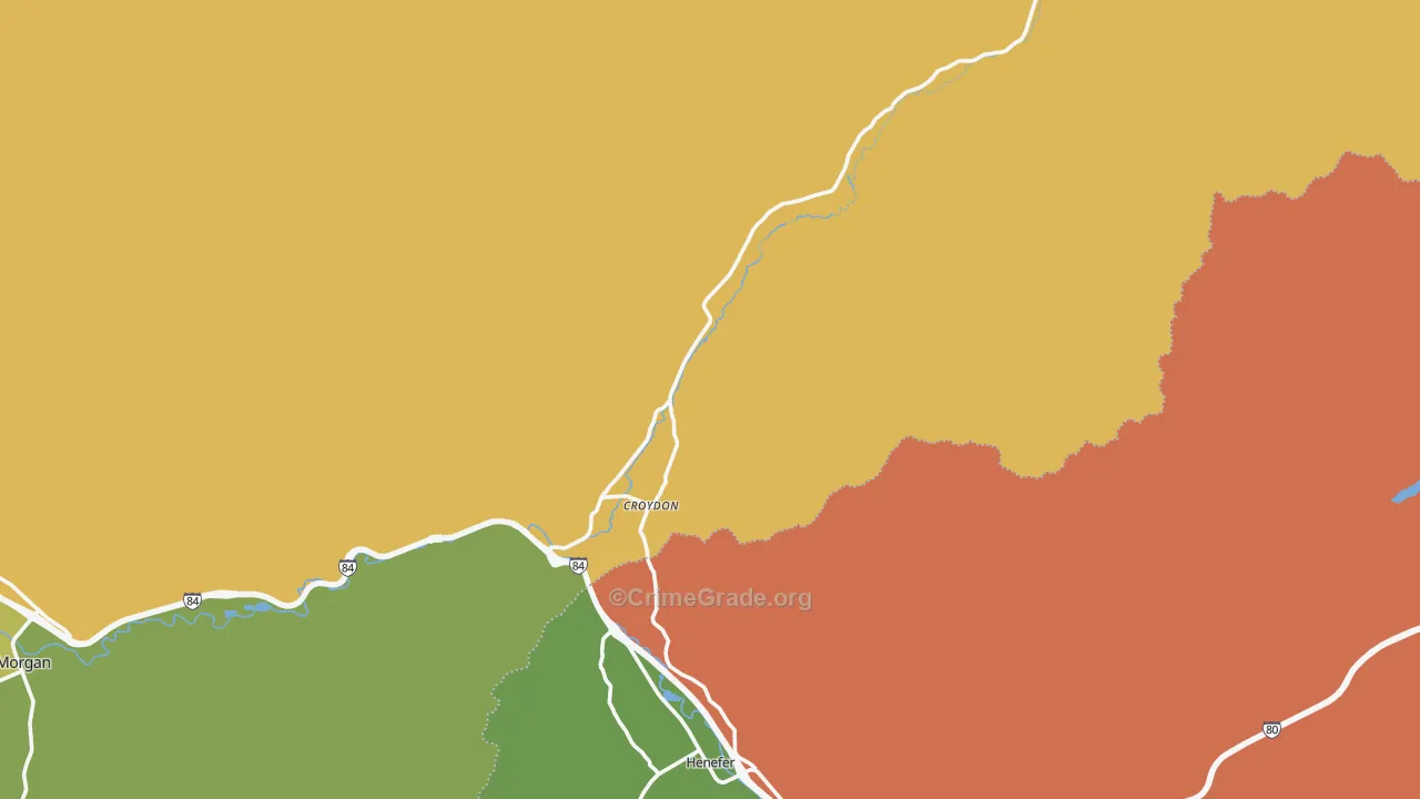 Croydon, UT Map of Burglary Rates