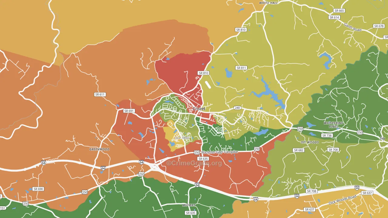 Crozet, VA Map of Burglary Rates