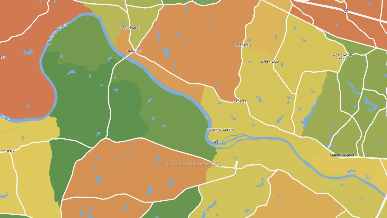 Crozier, VA Map of Burglary Rates