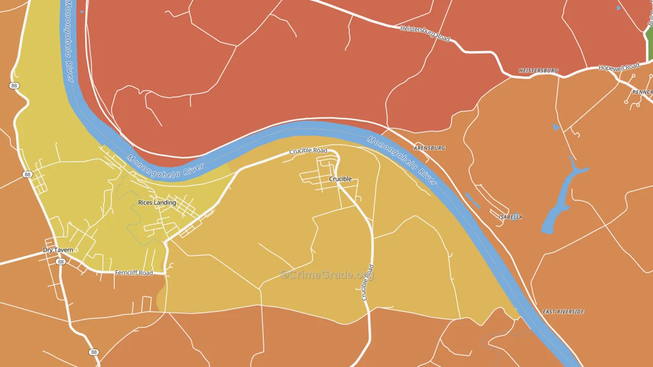 Crucible, PA Map of Burglary Rates