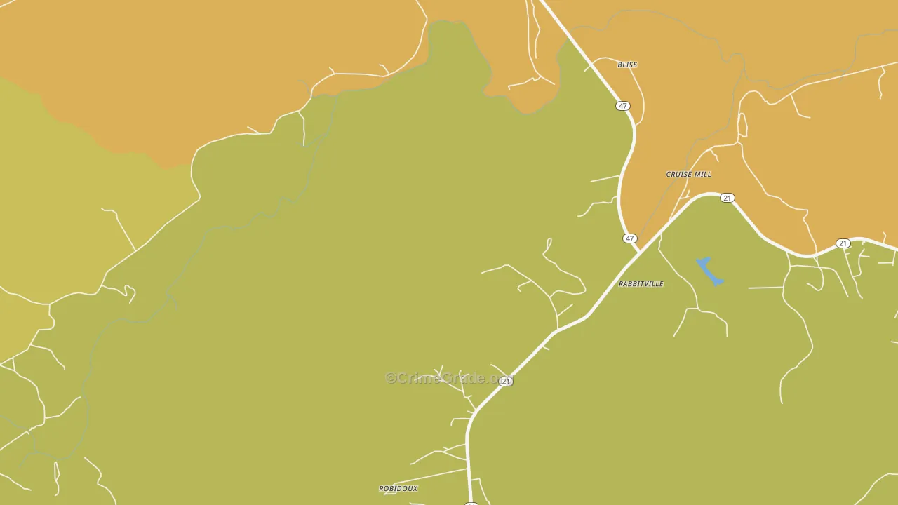 Cruise Mill, MO Map of Burglary Rates