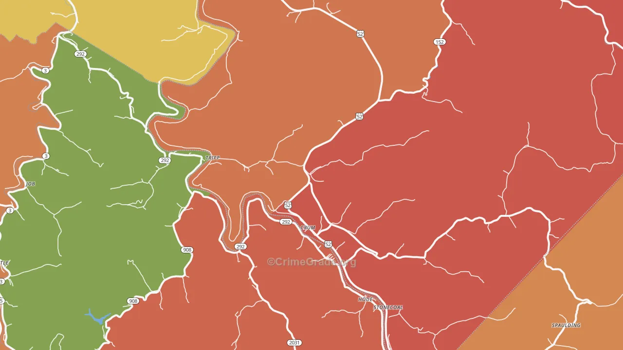 Crum, WV Map of Burglary Rates