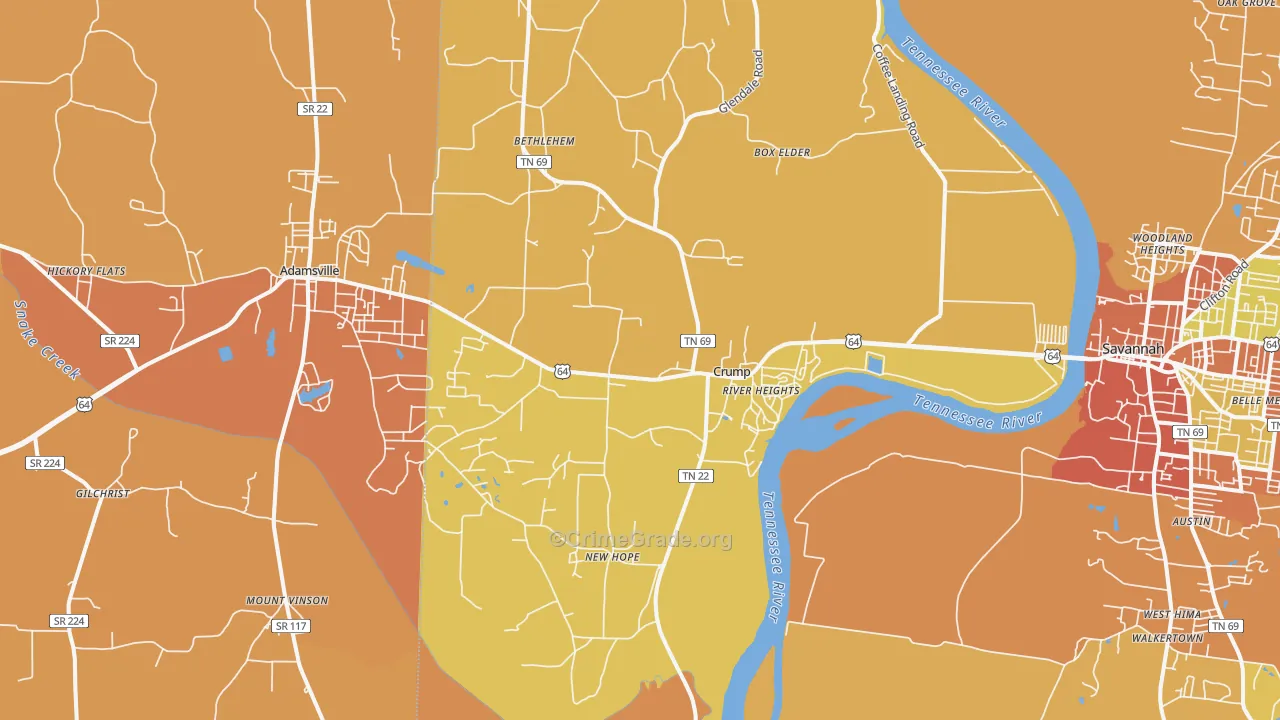 Crump, TN Map of Burglary Rates