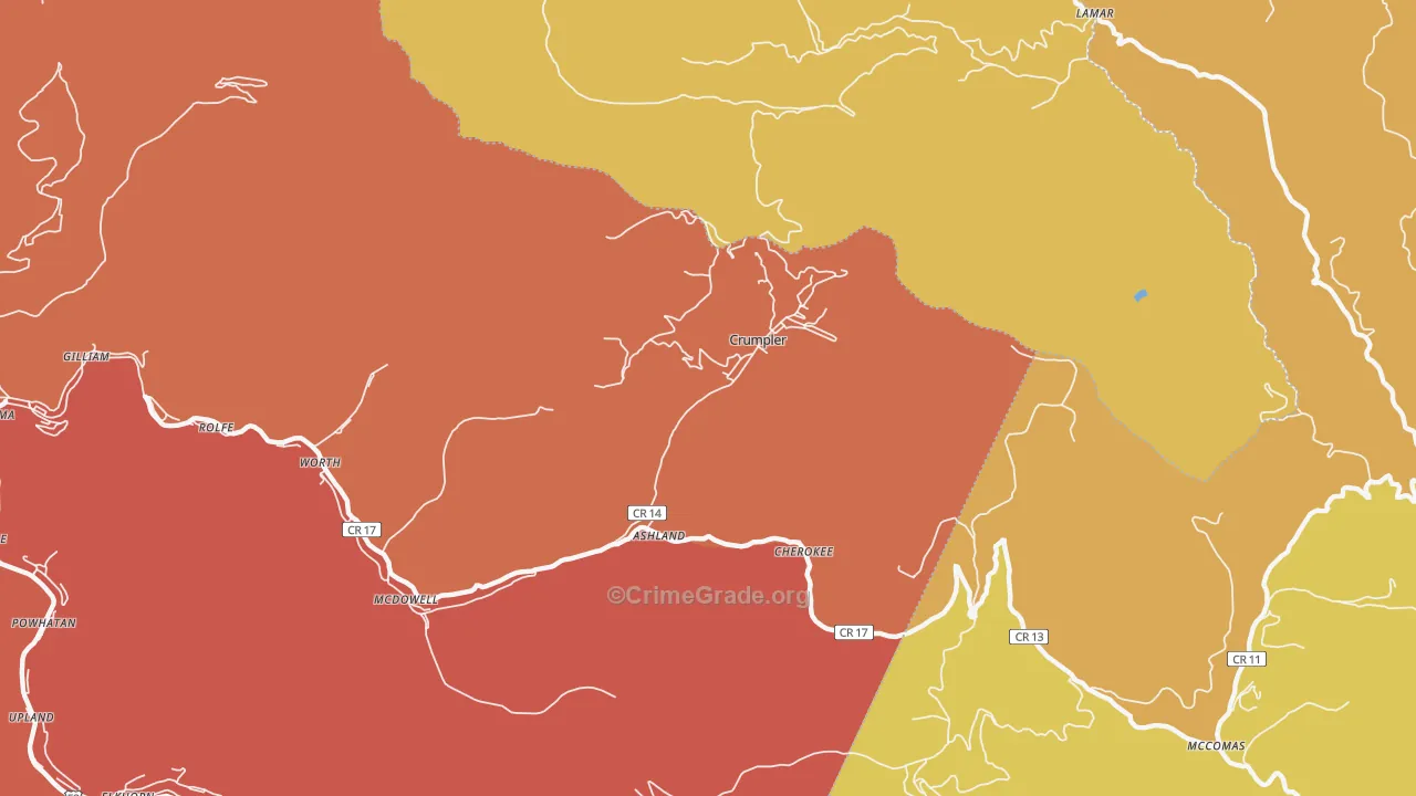 Crumpler, WV Map of Burglary Rates