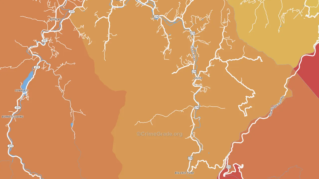 Cruso, NC Map of Burglary Rates