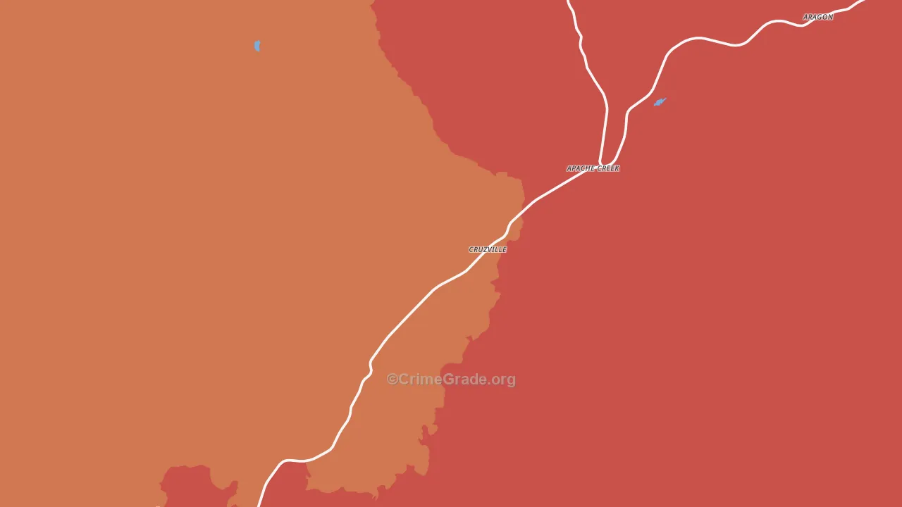 Cruzville, NM Map of Burglary Rates