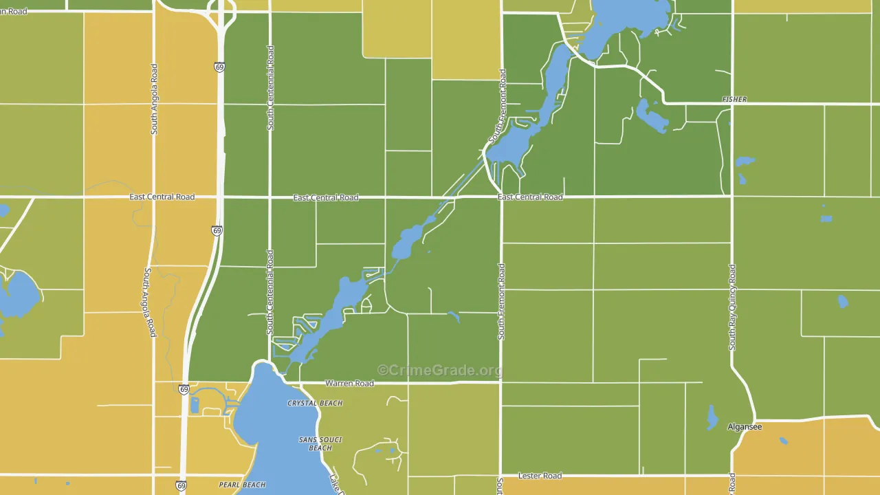 Crystal Beach, MI Map of Burglary Rates
