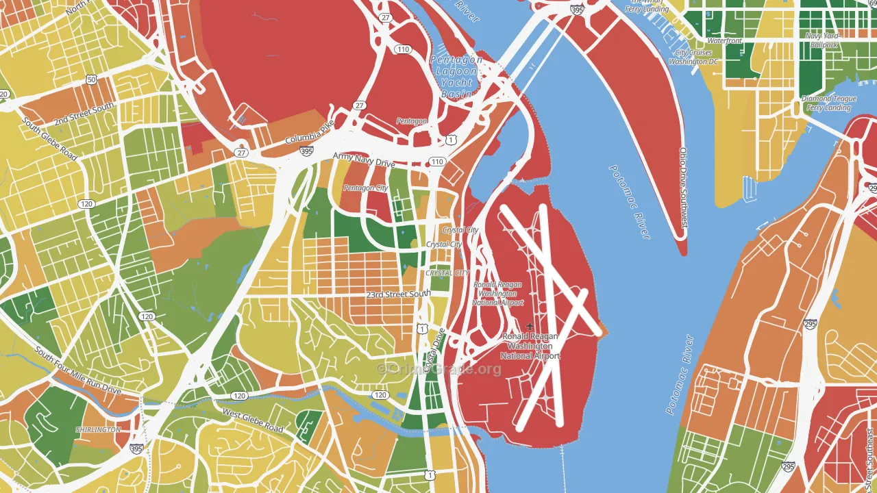 Crystal City, Arlington, VA Map of Burglary Rates