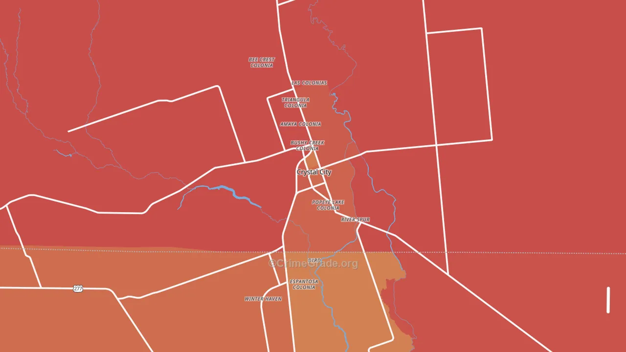 Crystal City, TX Map of Burglary Rates