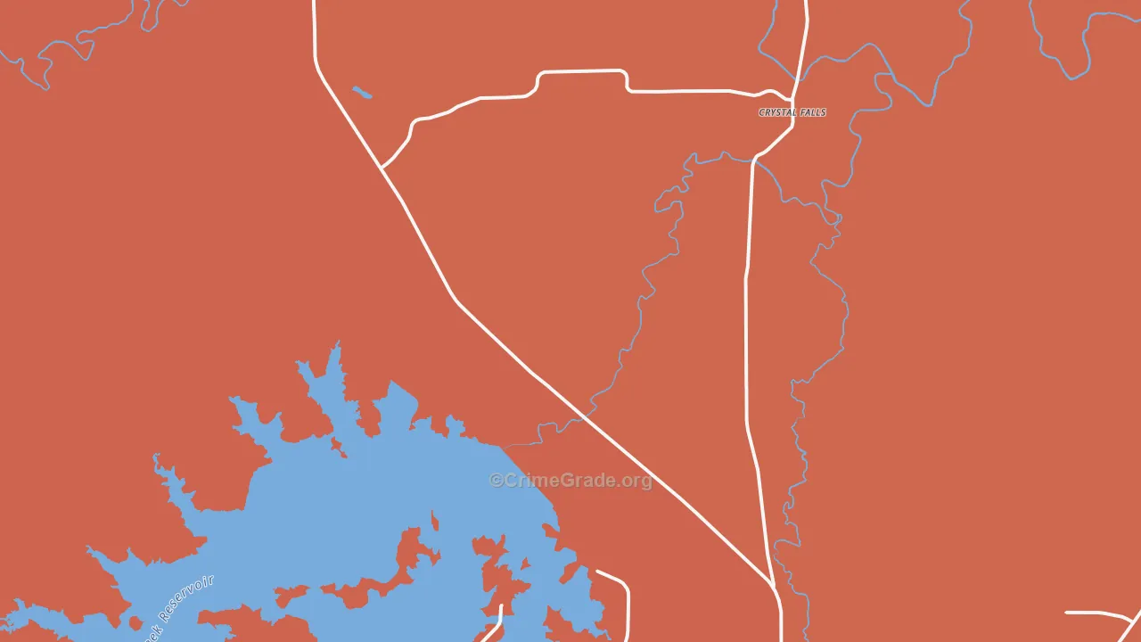 Crystal Falls, TX Map of Burglary Rates
