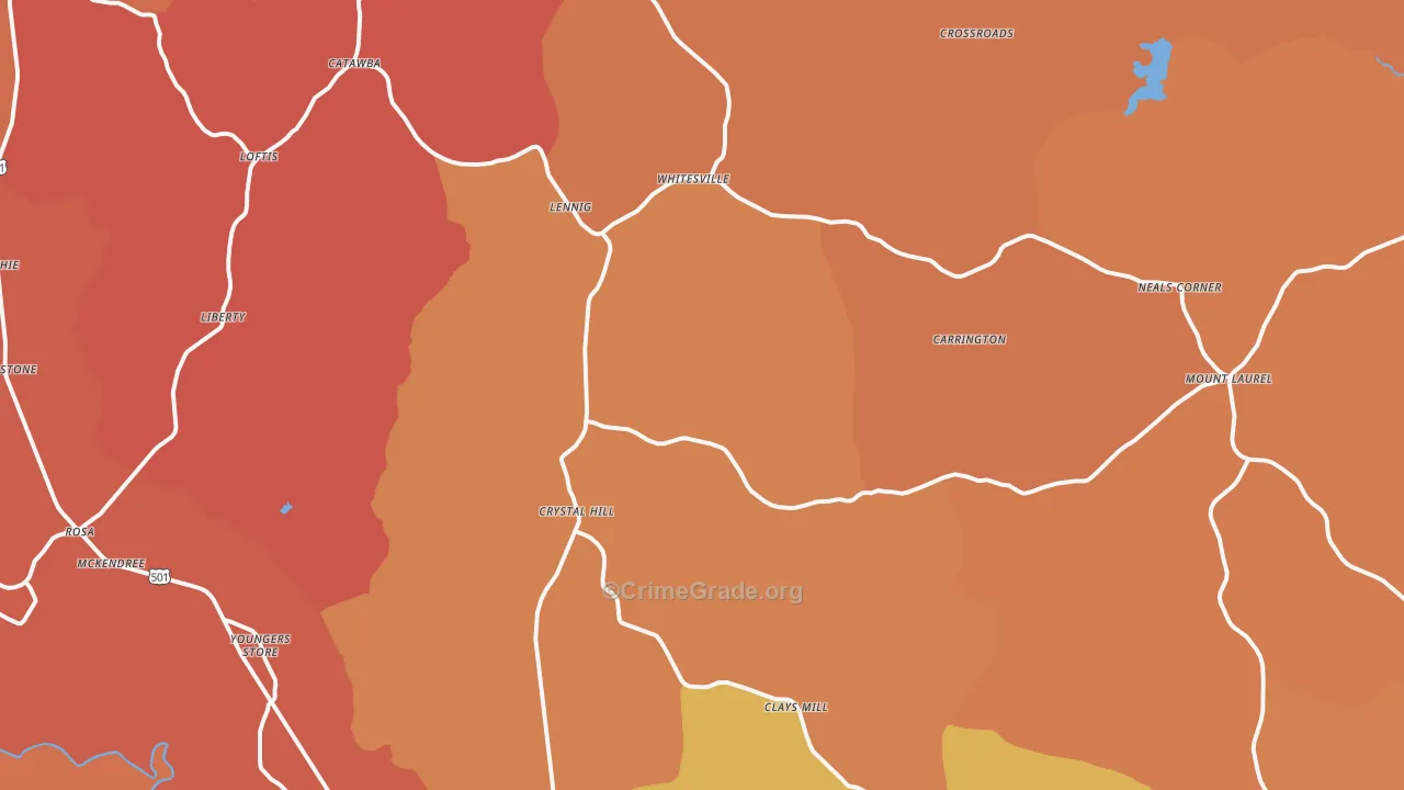 Crystal Hill, VA Map of Burglary Rates