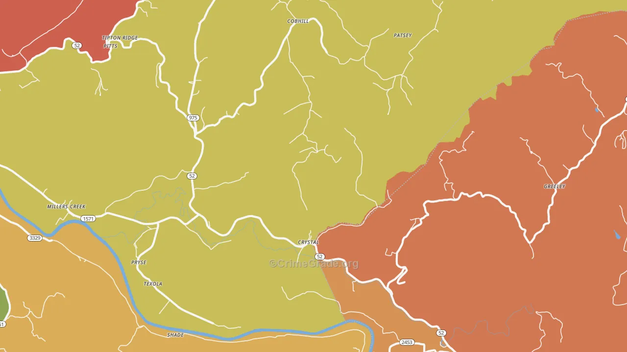 Crystal, KY Map of Burglary Rates