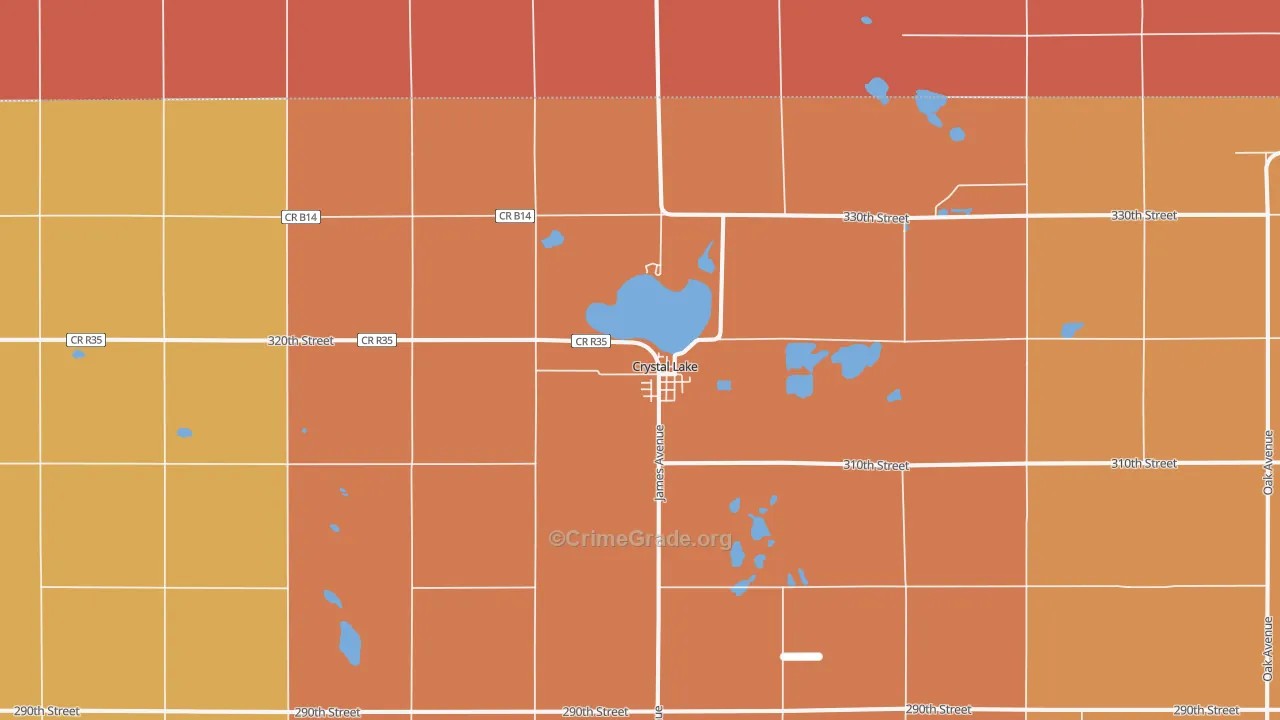 Crystal Lake, IA Map of Burglary Rates