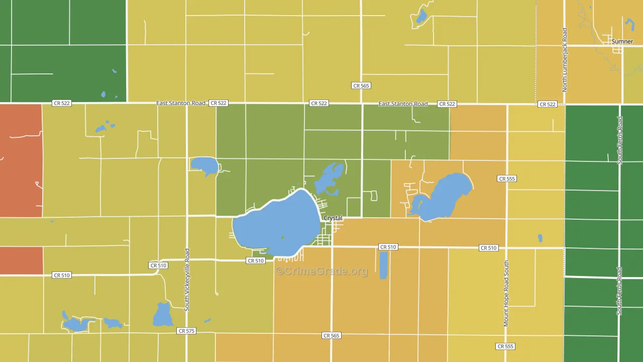 Crystal, MI Map of Burglary Rates