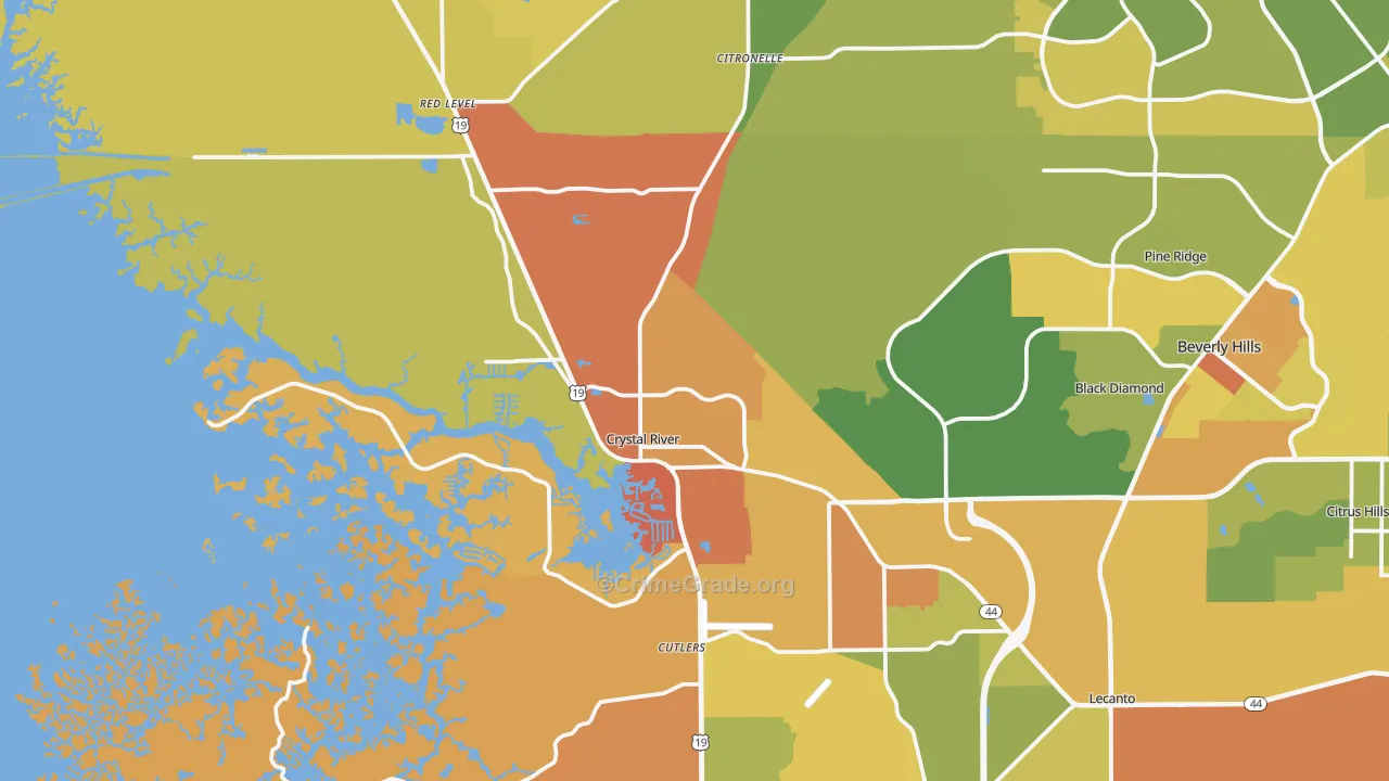 Crystal River, FL Map of Burglary Rates