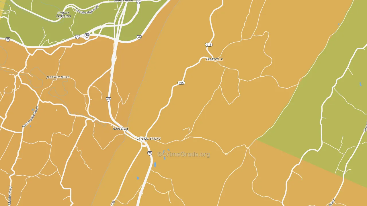 Crystal Spring, PA Map of Burglary Rates